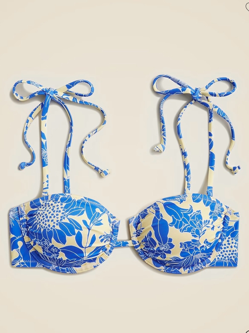 J. Crew Blue and Cream Floral Underwire Bikini Top